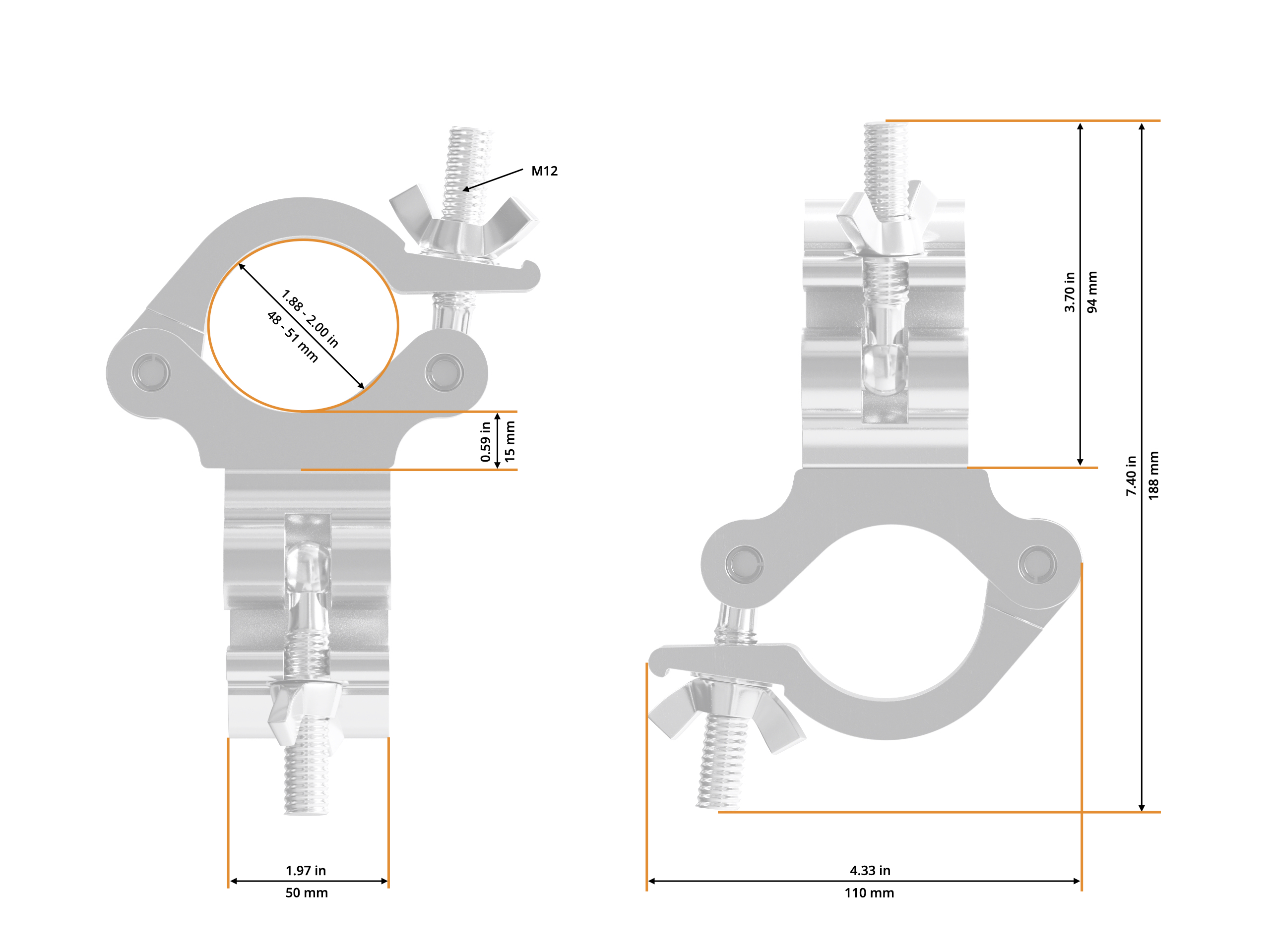 Swivel Coupler Fixable 48-51/50/500kg stage black Swivel Coupler Fixable 48-51/50/500kg stage black