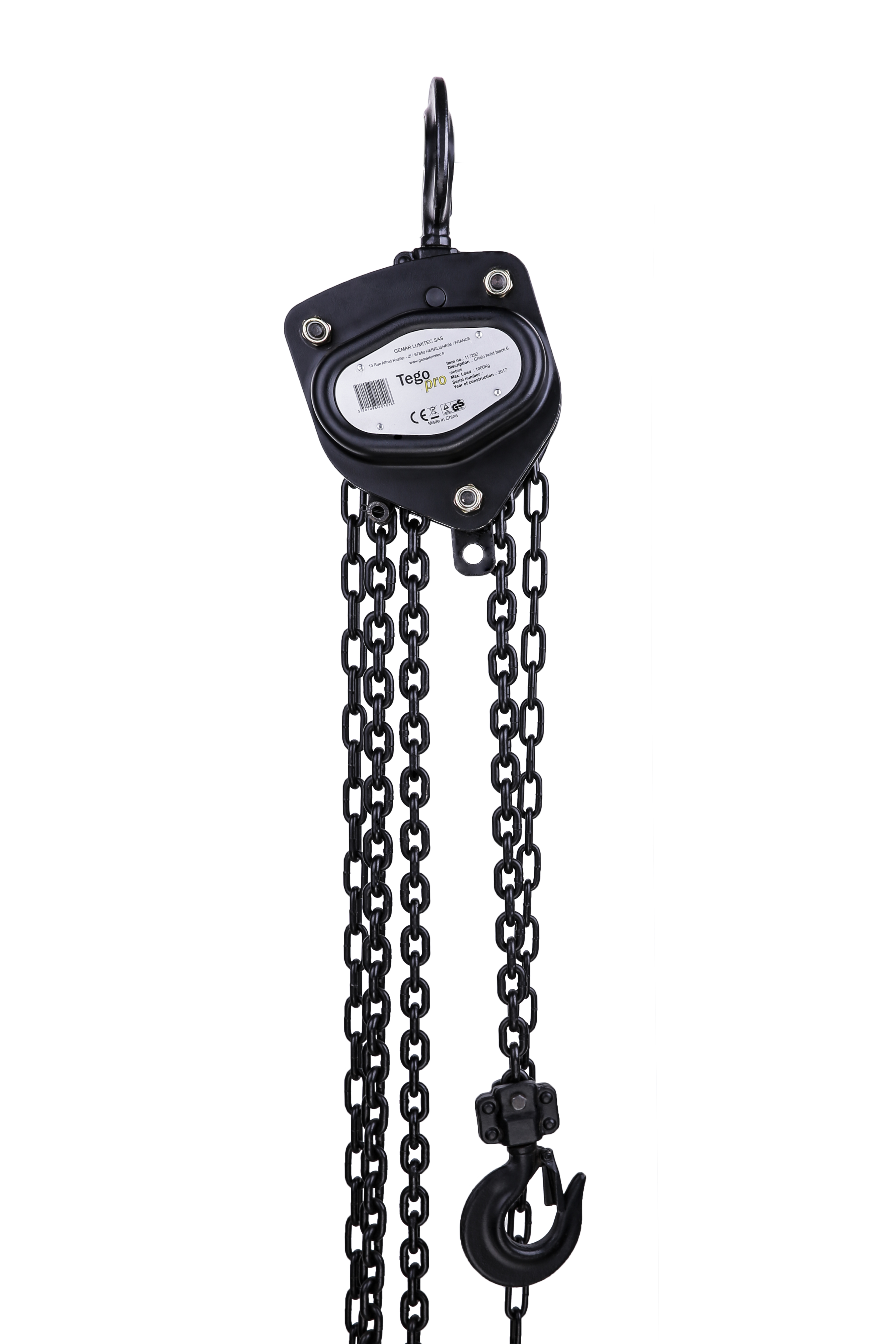 Handkettenzug schwarz 1000kg, 6m Kette Handkettenzug schwarz 1000kg, 6m Kette
