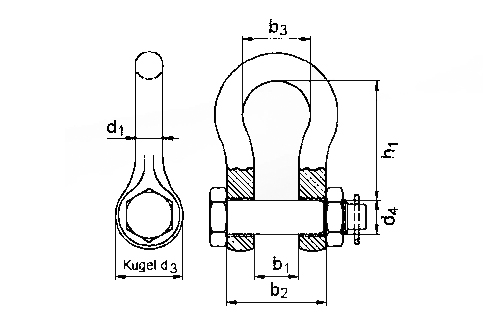 Schäkel 1t 3/8" BM schwarz Safetex