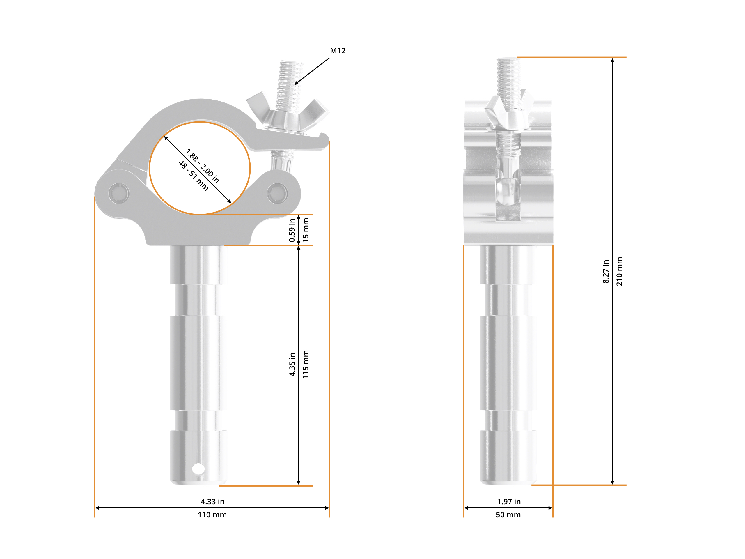 Half Coupler Spigot 48-51/50/500kg Half Coupler Spigot 48-51/50/500kg