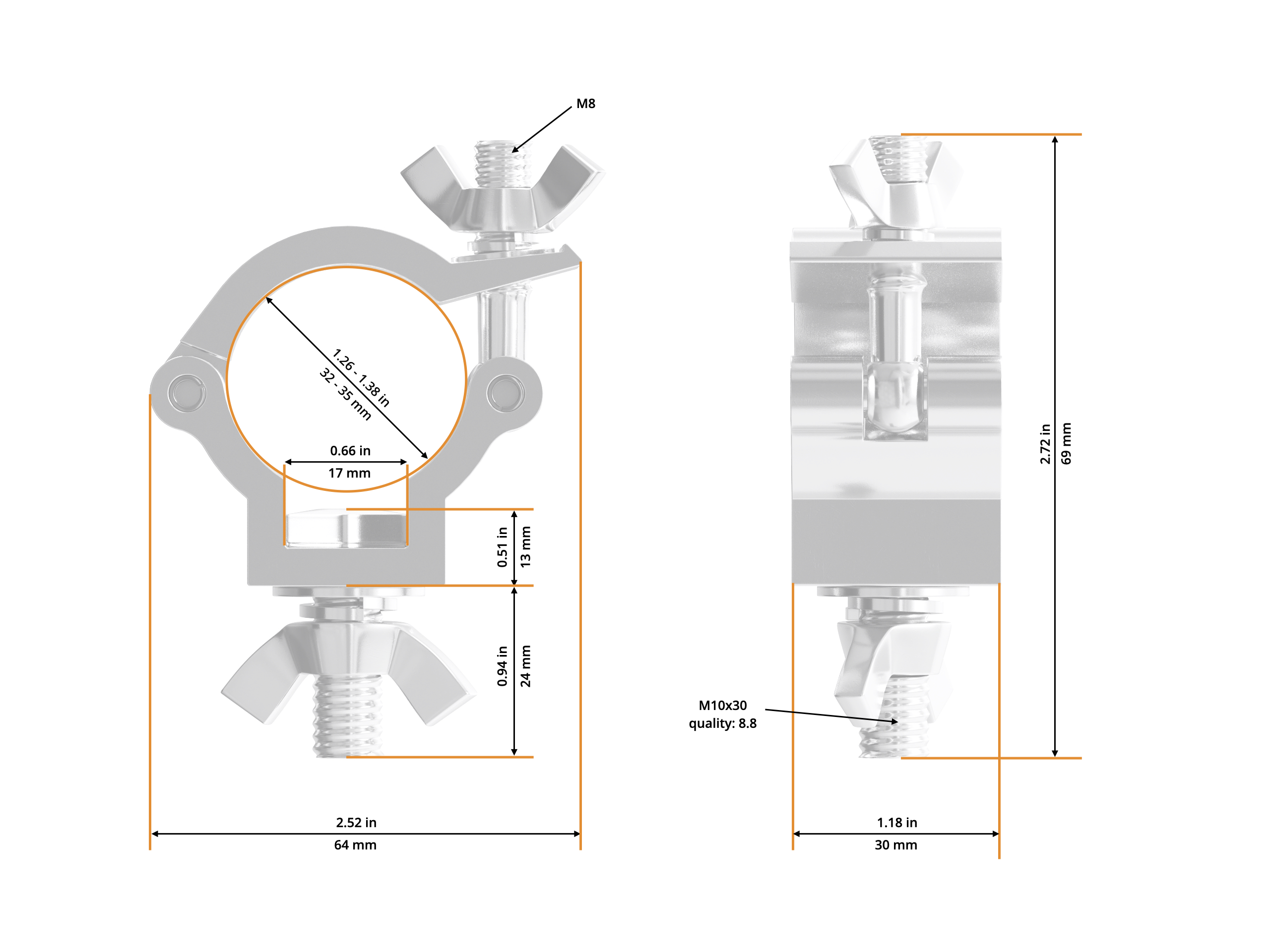 Half Coupler Small 32-35/30/75kg Half Coupler Small 32-35/30/75kg