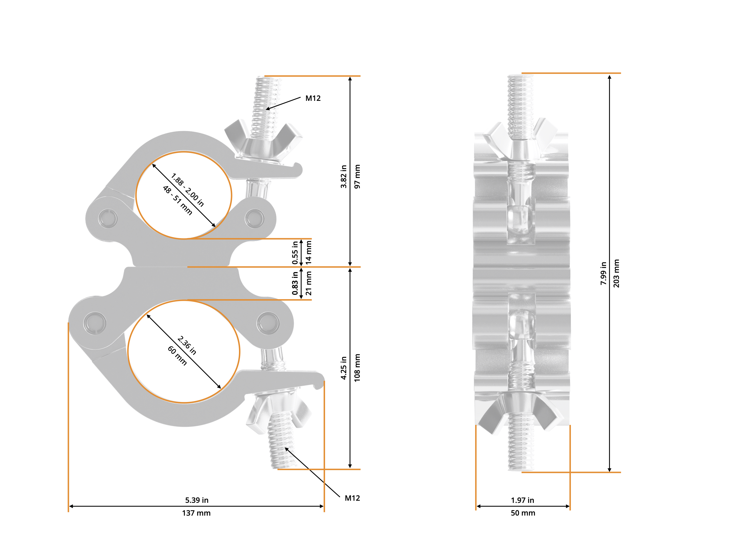 Swivel Coupler 50-60/50/500kg Swivel Coupler 50-60/50/500kg