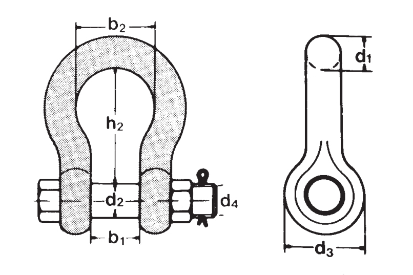 Schäkel HC2 1t 3/8-36 mit Mutter Schäkel HC2 1t 3/8-36 mit Mutter
