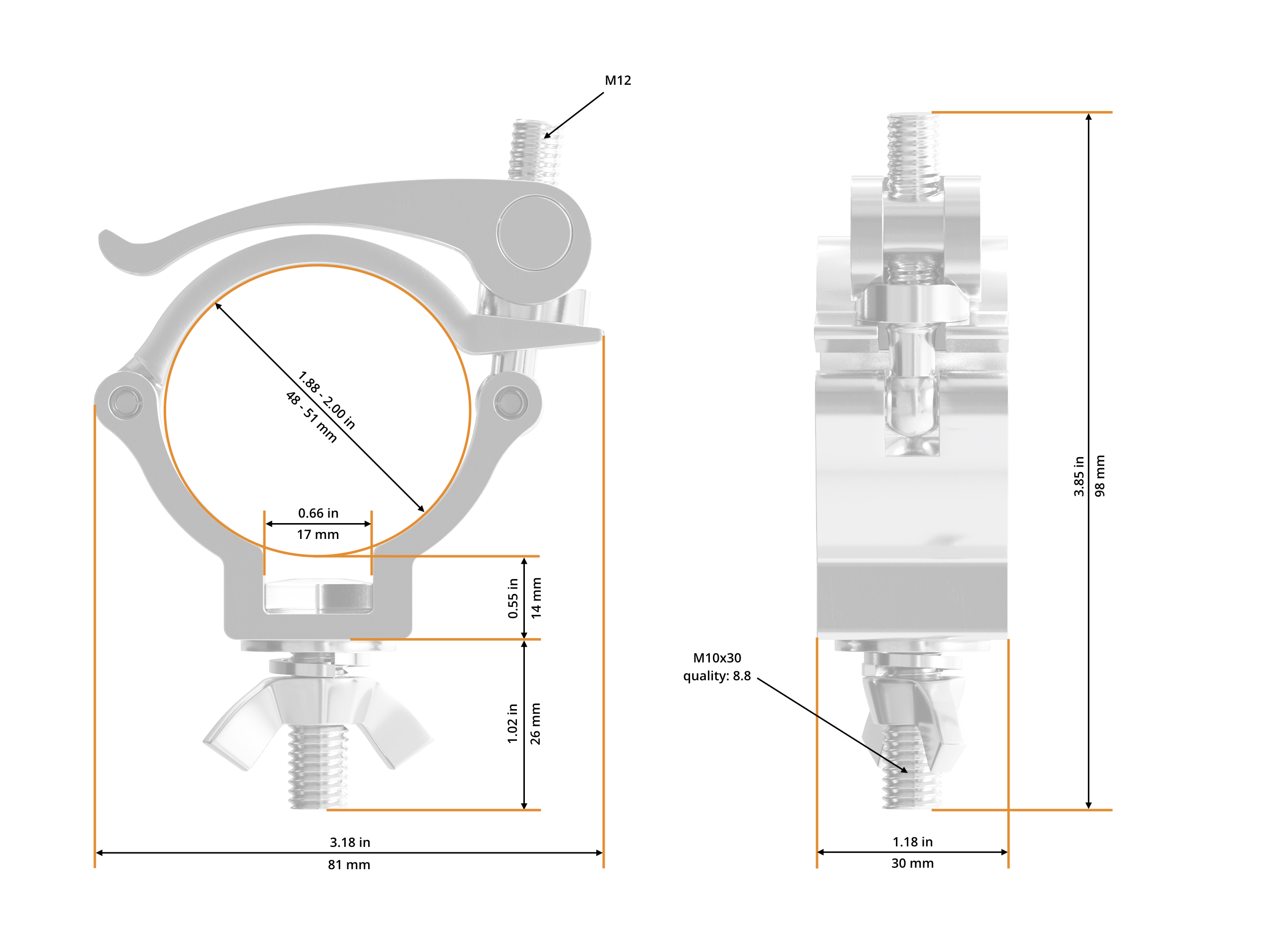 Half Coupler Small Quick 48-51/30/100kg